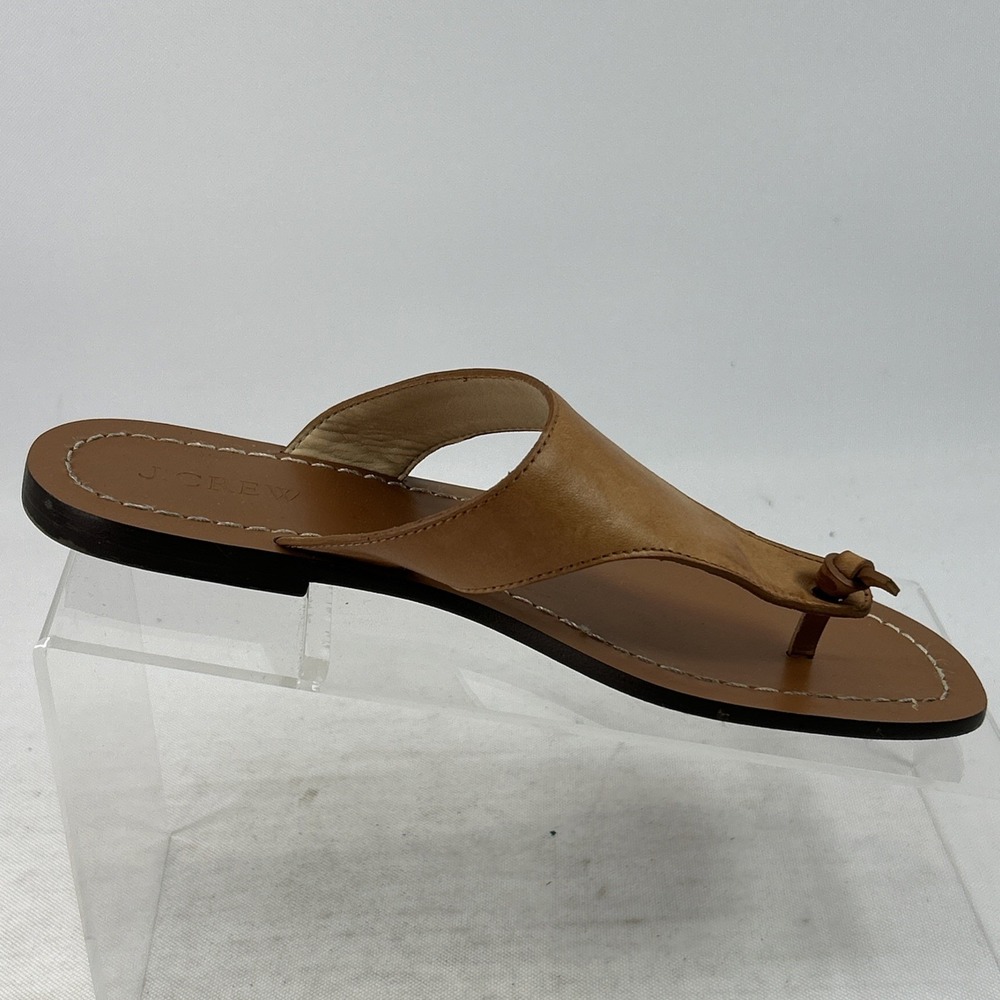 J. Crew Thong Sandals Women's Size 6 Genuine Leather Brown Tan Slides - Picture 5 of 14